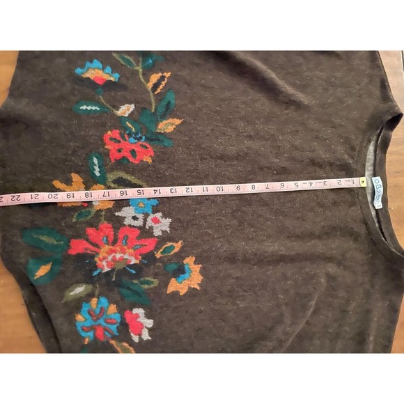 OB2-12 Size S/M Brown Floral Sweater Poncho Top, Bohemian - Picture 5 of 6